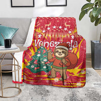 Venezuela Christmas Blanket with Santa Sloth Christmas Tree Stars and Red Festive - Wonder Print Shop