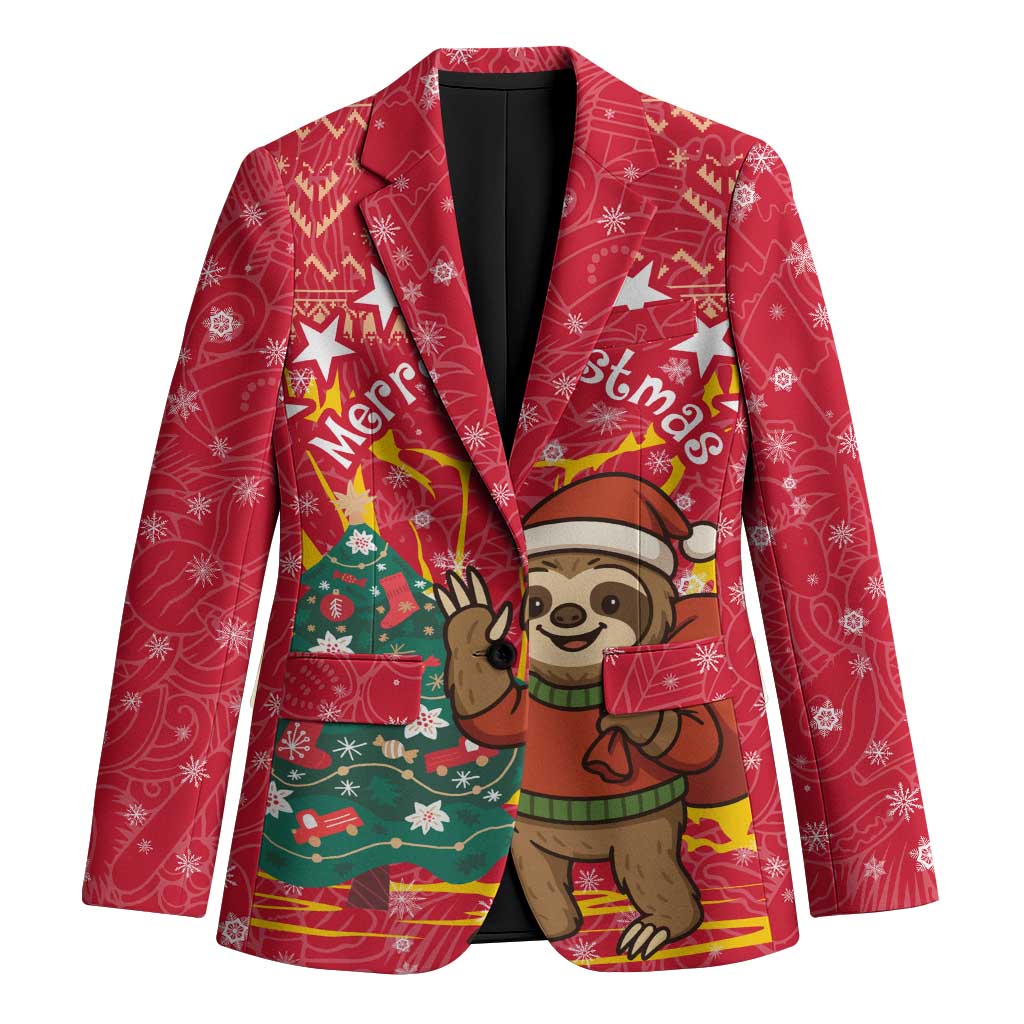 Venezuela Christmas Blazer with Santa Sloth Christmas Tree Stars and Red Festive - Wonder Print Shop
