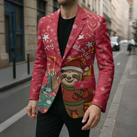 Venezuela Christmas Blazer with Santa Sloth Christmas Tree Stars and Red Festive - Wonder Print Shop