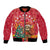 Venezuela Christmas Bomber Jacket with Santa Sloth Christmas Tree Stars and Red Festive - Wonder Print Shop