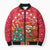 Venezuela Christmas Bomber Puffer Jacket with Santa Sloth Christmas Tree Stars and Red Festive - Wonder Print Shop