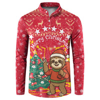 Venezuela Christmas Button Sweatshirt with Santa Sloth Christmas Tree Stars and Red Festive - Wonder Print Shop