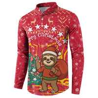 Venezuela Christmas Button Sweatshirt with Santa Sloth Christmas Tree Stars and Red Festive - Wonder Print Shop