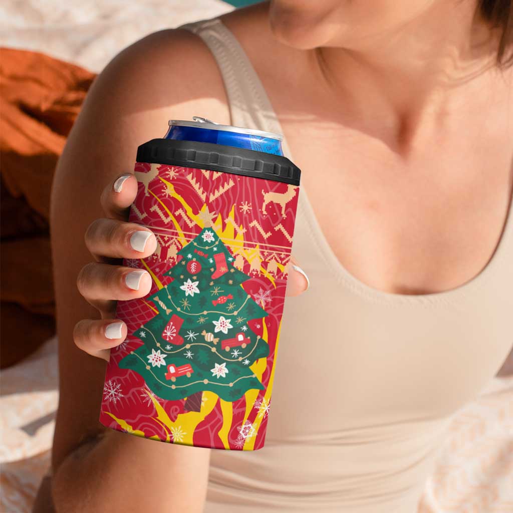 Venezuela Christmas 4 in 1 Can Cooler Tumbler with Santa Sloth Christmas Tree Stars and Red Festive - Wonder Print Shop