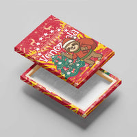 Venezuela Christmas Canvas Wall Art with Santa Sloth Christmas Tree Stars and Red Festive - Wonder Print Shop