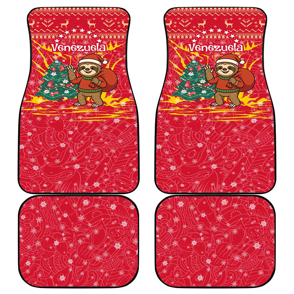 Venezuela Christmas Car Mats with Santa Sloth Christmas Tree Stars and Red Festive - Wonder Print Shop