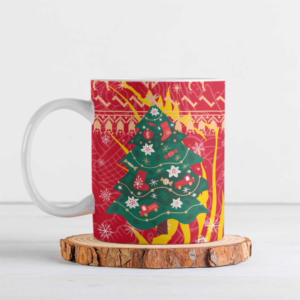 Venezuela Christmas Ceramic Mug with Santa Sloth Christmas Tree Stars and Red Festive - Wonder Print Shop