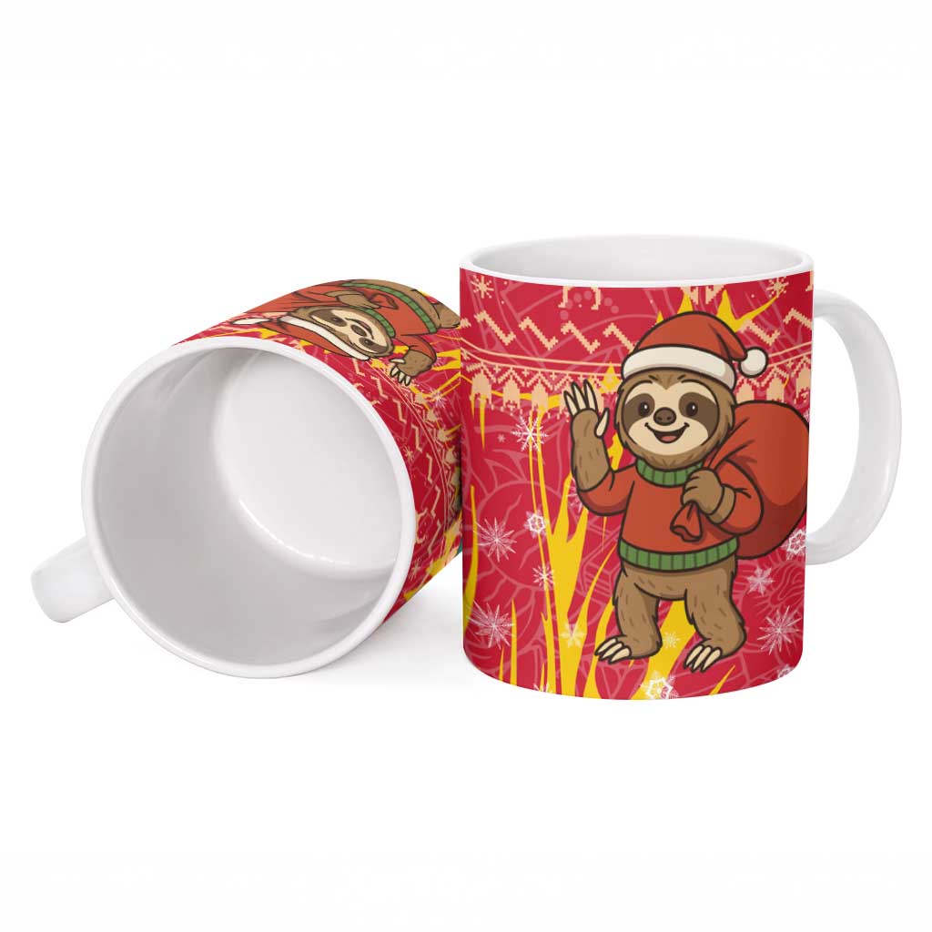 Venezuela Christmas Ceramic Mug with Santa Sloth Christmas Tree Stars and Red Festive - Wonder Print Shop