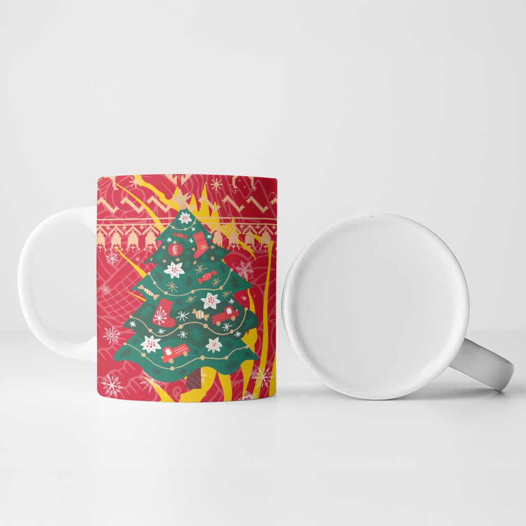 Venezuela Christmas Ceramic Mug with Santa Sloth Christmas Tree Stars and Red Festive - Wonder Print Shop