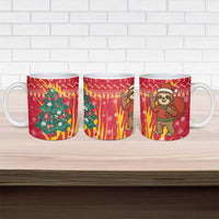 Venezuela Christmas Ceramic Mug with Santa Sloth Christmas Tree Stars and Red Festive - Wonder Print Shop