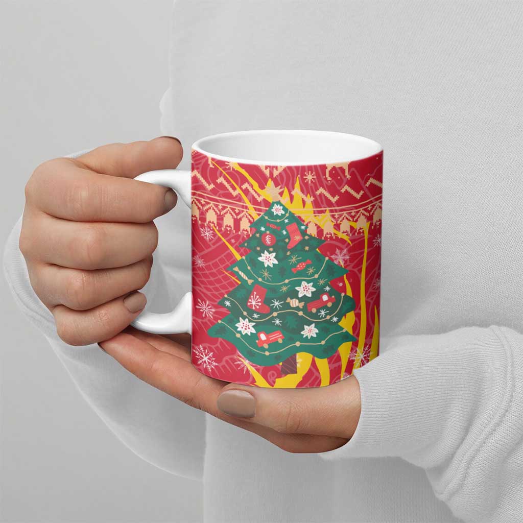 Venezuela Christmas Ceramic Mug with Santa Sloth Christmas Tree Stars and Red Festive - Wonder Print Shop