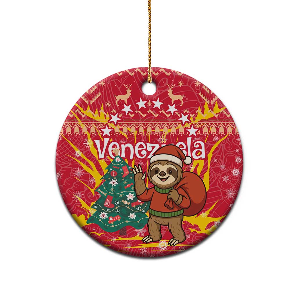 Venezuela Christmas Ceramic Ornament with Santa Sloth Christmas Tree Stars and Red Festive - Wonder Print Shop