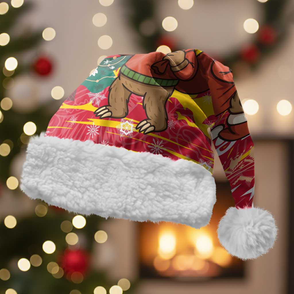 Venezuela Christmas Santa Hat with Santa Sloth Christmas Tree Stars and Red Festive - Wonder Print Shop