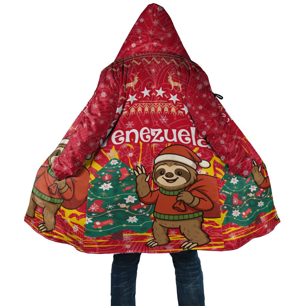 Venezuela Christmas Cloak with Santa Sloth Christmas Tree Stars and Red Festive - Wonder Print Shop
