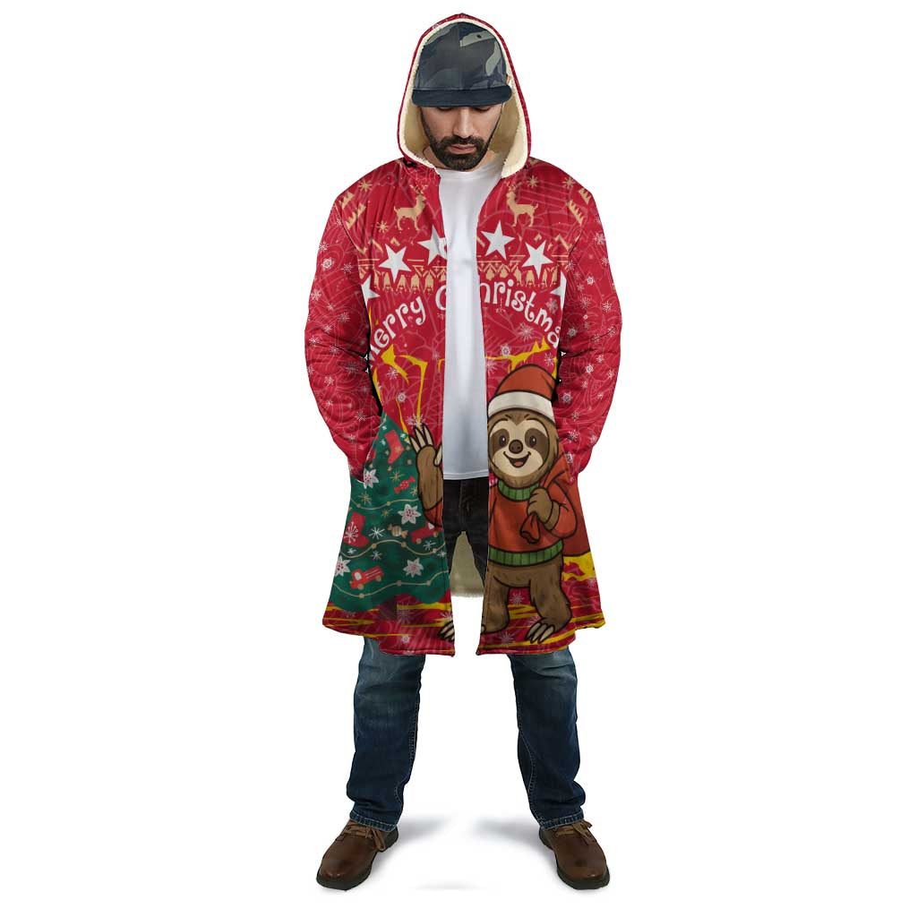 Venezuela Christmas Cloak with Santa Sloth Christmas Tree Stars and Red Festive - Wonder Print Shop