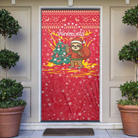 Venezuela Christmas Door Cover with Santa Sloth Christmas Tree Stars and Red Festive - Wonder Print Shop