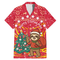 Venezuela Christmas Family Matching Mermaid Dress and Hawaiian Shirt with Santa Sloth Christmas Tree Stars and Red Festive - Wonder Print Shop