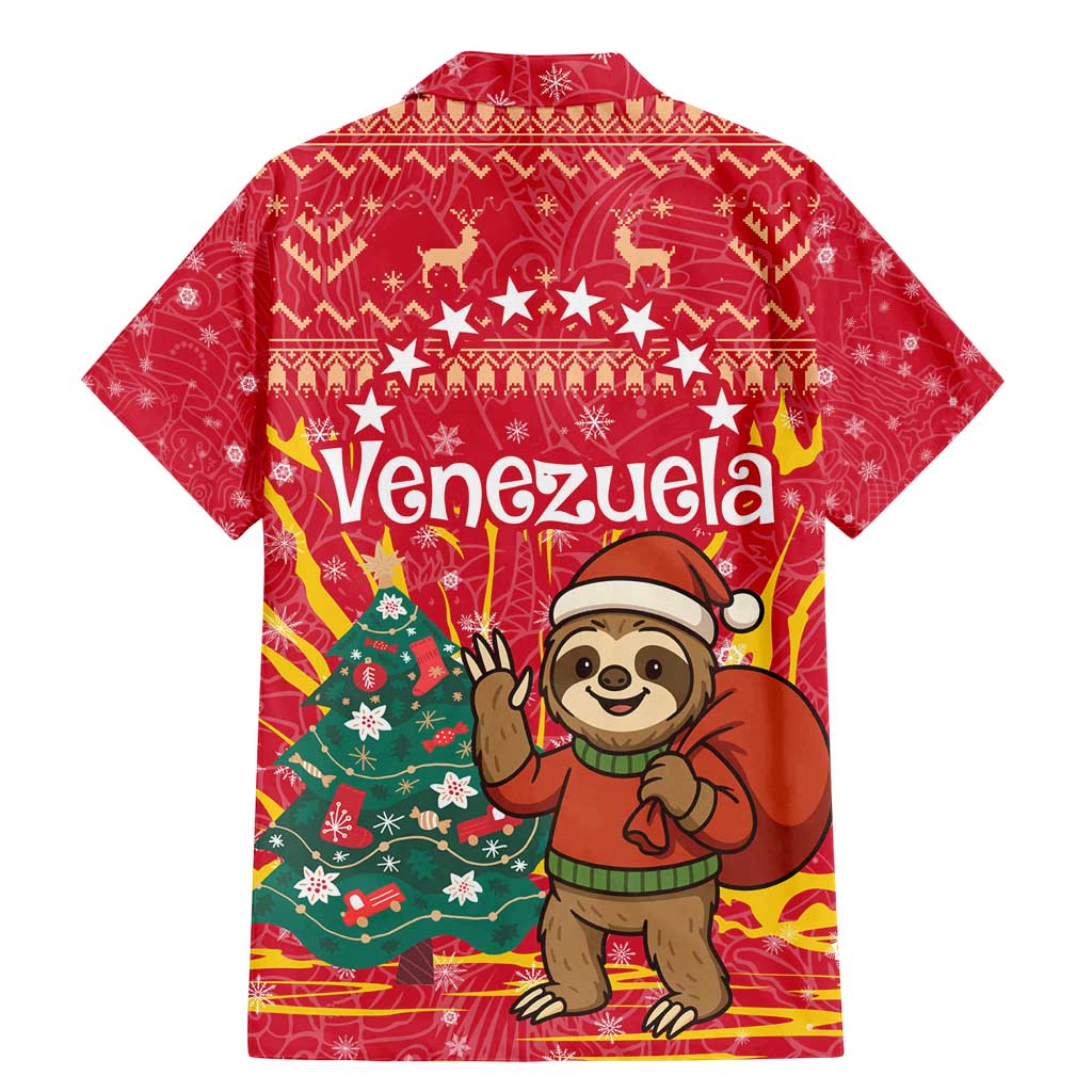 Venezuela Christmas Family Matching Mermaid Dress and Hawaiian Shirt with Santa Sloth Christmas Tree Stars and Red Festive - Wonder Print Shop