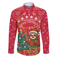 Venezuela Christmas Family Matching Off Shoulder Maxi Dress and Hawaiian Shirt with Santa Sloth Christmas Tree Stars and Red Festive - Wonder Print Shop