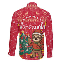 Venezuela Christmas Family Matching Summer Maxi Dress and Hawaiian Shirt with Santa Sloth Christmas Tree Stars and Red Festive - Wonder Print Shop