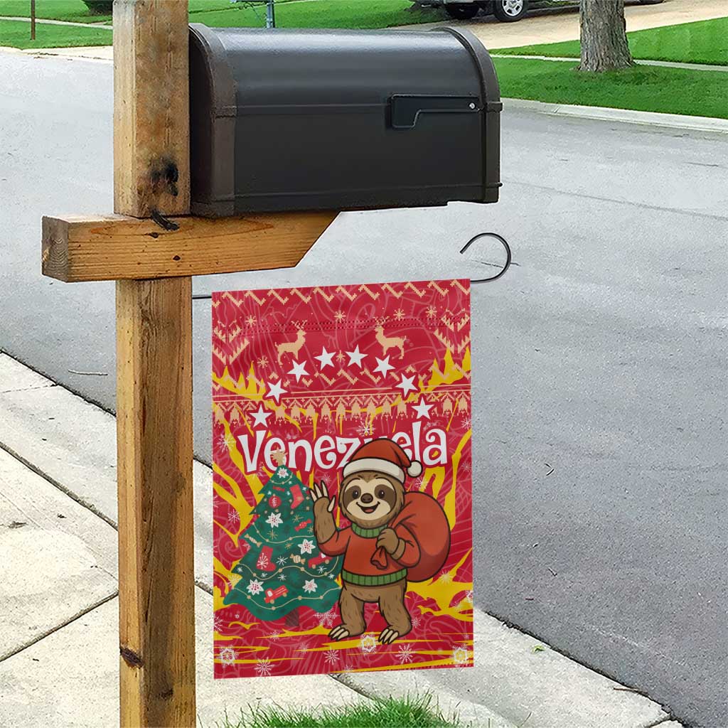 Venezuela Christmas Garden Flag with Santa Sloth Christmas Tree Stars and Red Festive - Wonder Print Shop