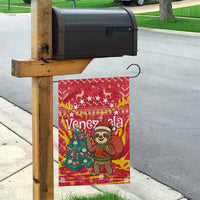 Venezuela Christmas Garden Flag with Santa Sloth Christmas Tree Stars and Red Festive - Wonder Print Shop