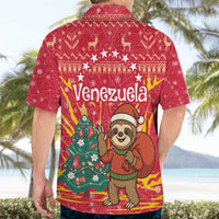Venezuela Christmas Hawaiian Shirt with Santa Sloth Christmas Tree Stars and Red Festive - Wonder Print Shop