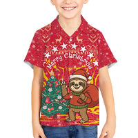 Venezuela Christmas Hawaiian Shirt with Santa Sloth Christmas Tree Stars and Red Festive - Wonder Print Shop