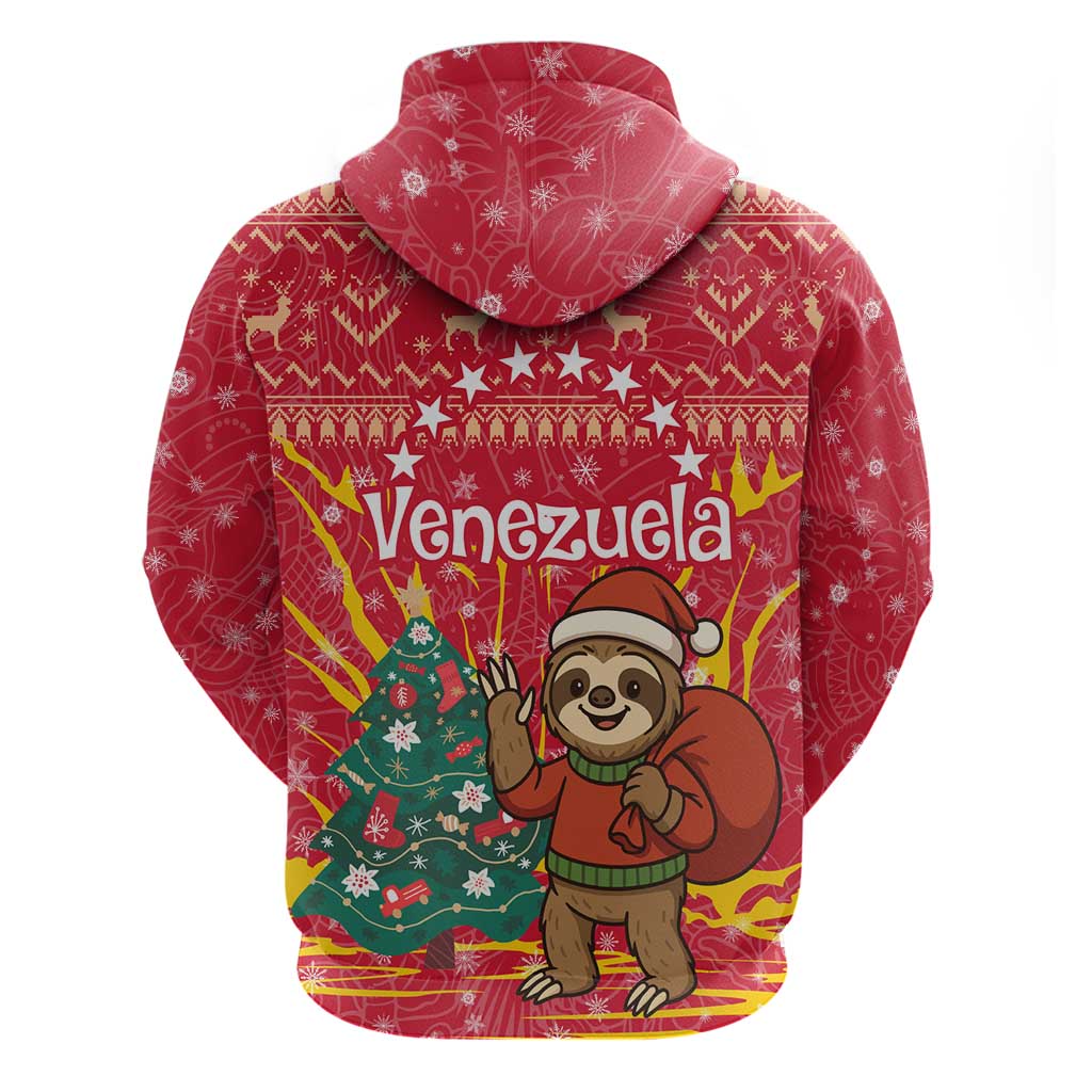 Venezuela Christmas Hoodie with Santa Sloth Christmas Tree Stars and Red Festive - Wonder Print Shop