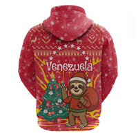 Venezuela Christmas Hoodie with Santa Sloth Christmas Tree Stars and Red Festive - Wonder Print Shop