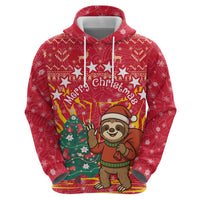 Venezuela Christmas Hoodie with Santa Sloth Christmas Tree Stars and Red Festive - Wonder Print Shop