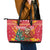 Venezuela Christmas Leather Tote Bag with Santa Sloth Christmas Tree Stars and Red Festive - Wonder Print Shop