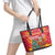Venezuela Christmas Leather Tote Bag with Santa Sloth Christmas Tree Stars and Red Festive - Wonder Print Shop