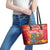 Venezuela Christmas Leather Tote Bag with Santa Sloth Christmas Tree Stars and Red Festive - Wonder Print Shop
