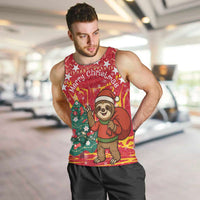 Venezuela Christmas Men Tank Top with Santa Sloth Christmas Tree Stars and Red Festive - Wonder Print Shop