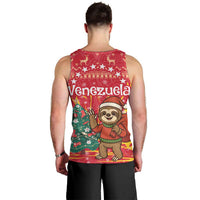 Venezuela Christmas Men Tank Top with Santa Sloth Christmas Tree Stars and Red Festive - Wonder Print Shop