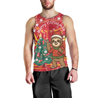 Venezuela Christmas Men Tank Top with Santa Sloth Christmas Tree Stars and Red Festive - Wonder Print Shop