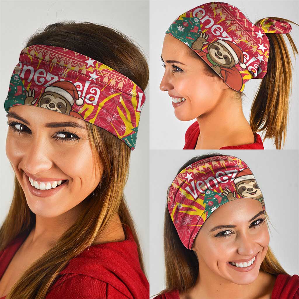 Venezuela Christmas Neck Gaiter with Santa Sloth Christmas Tree Stars and Red Festive - Wonder Print Shop