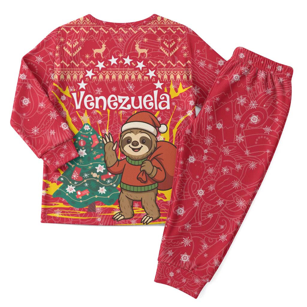 Venezuela Christmas Pajama Set with Santa Sloth Christmas Tree Stars and Red Festive - Wonder Print Shop