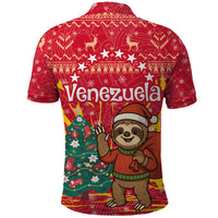 Venezuela Christmas Polo Shirt with Santa Sloth Christmas Tree Stars and Red Festive - Wonder Print Shop