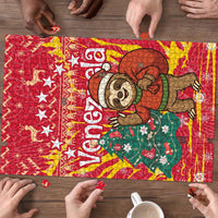 Venezuela Christmas Puzzle with Santa Sloth Christmas Tree Stars and Red Festive - Wonder Print Shop