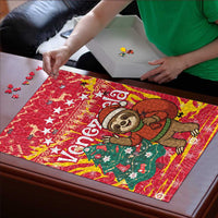 Venezuela Christmas Puzzle with Santa Sloth Christmas Tree Stars and Red Festive - Wonder Print Shop