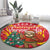 Venezuela Christmas Round Carpet with Santa Sloth Christmas Tree Stars and Red Festive - Wonder Print Shop