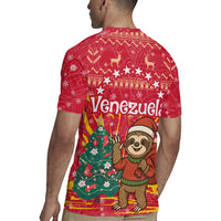Venezuela Christmas Rugby Jersey with Santa Sloth Christmas Tree Stars and Red Festive - Wonder Print Shop