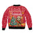 Venezuela Christmas Sleeve Zip Bomber Jacket with Santa Sloth Christmas Tree Stars and Red Festive - Wonder Print Shop