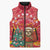 Venezuela Christmas Sleeveless Puffer Jacket with Santa Sloth Christmas Tree Stars and Red Festive - Wonder Print Shop