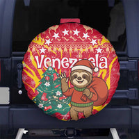 Venezuela Christmas Spare Tire Cover with Santa Sloth Christmas Tree Stars and Red Festive - Wonder Print Shop