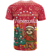Venezuela Christmas T Shirt with Santa Sloth Christmas Tree Stars and Red Festive - Wonder Print Shop