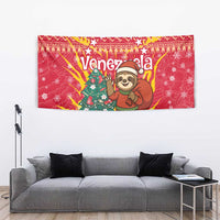Venezuela Christmas Tapestry with Santa Sloth Christmas Tree Stars and Red Festive - Wonder Print Shop