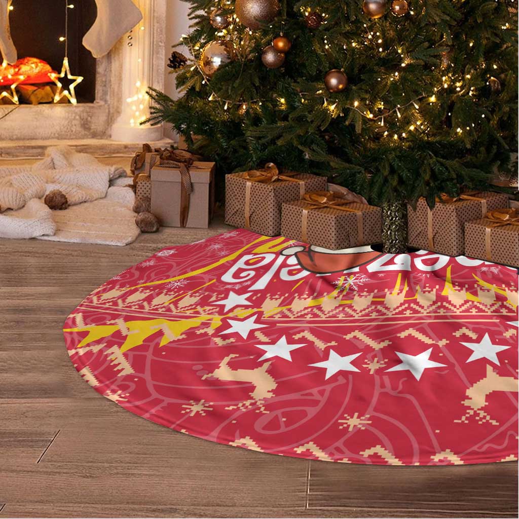 Venezuela Christmas Tree Skirt with Santa Sloth Christmas Tree Stars and Red Festive - Wonder Print Shop